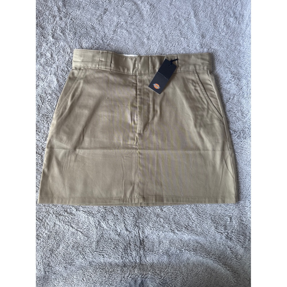 Dickies Khaki Twill Mini Skirt Tan Workwear Utility Skater W28 New With Tags
